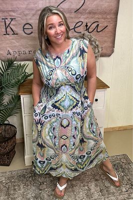 Mint Abstract Sea Goddess Dress