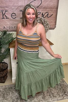 Moss Tiered Maxi Skirt