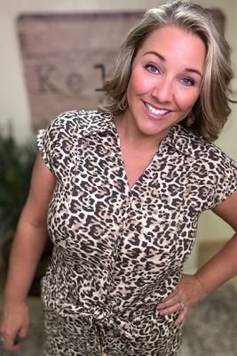 Leopard Tied Cropped Blouse