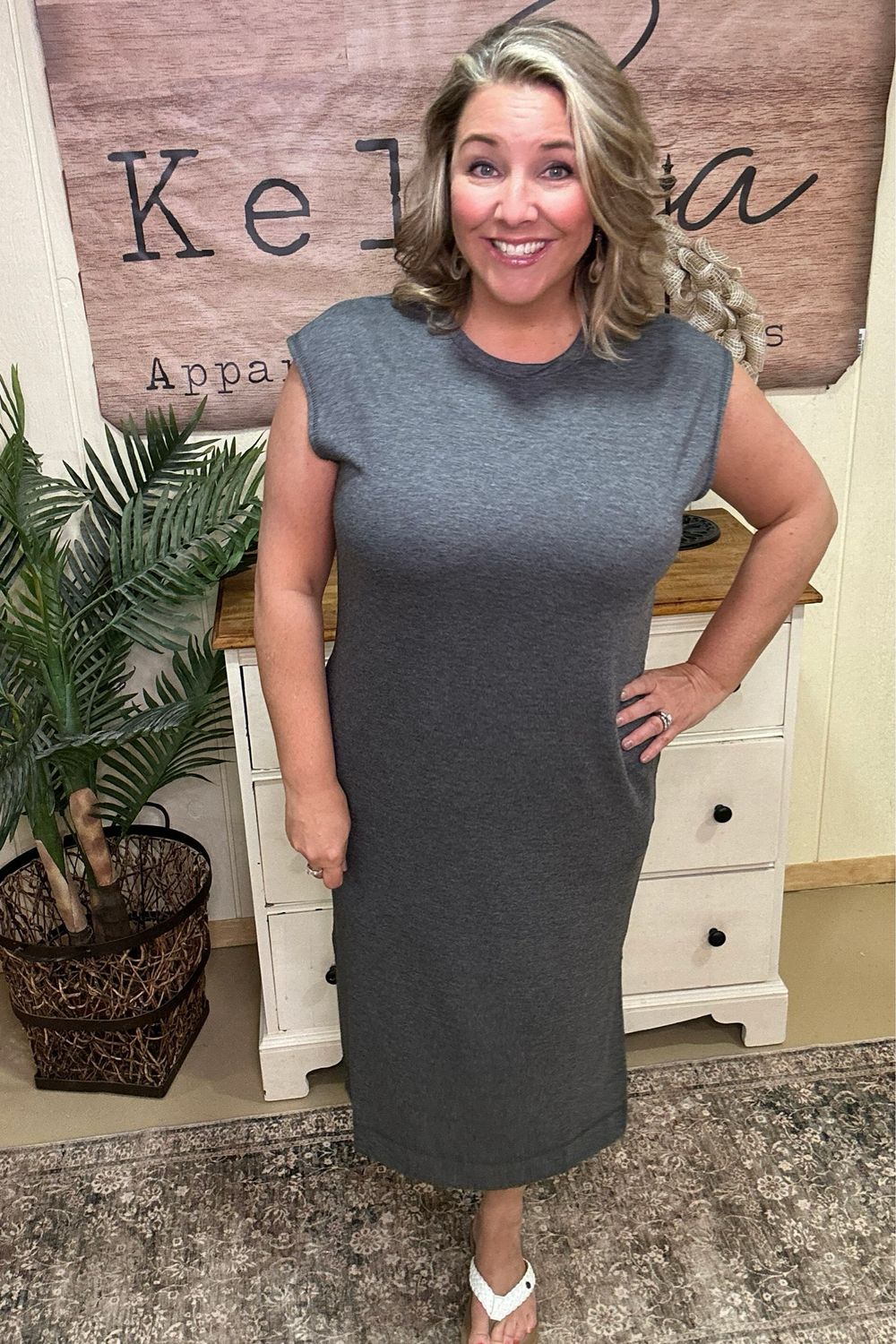Charcoal T-shirt Midi Dress