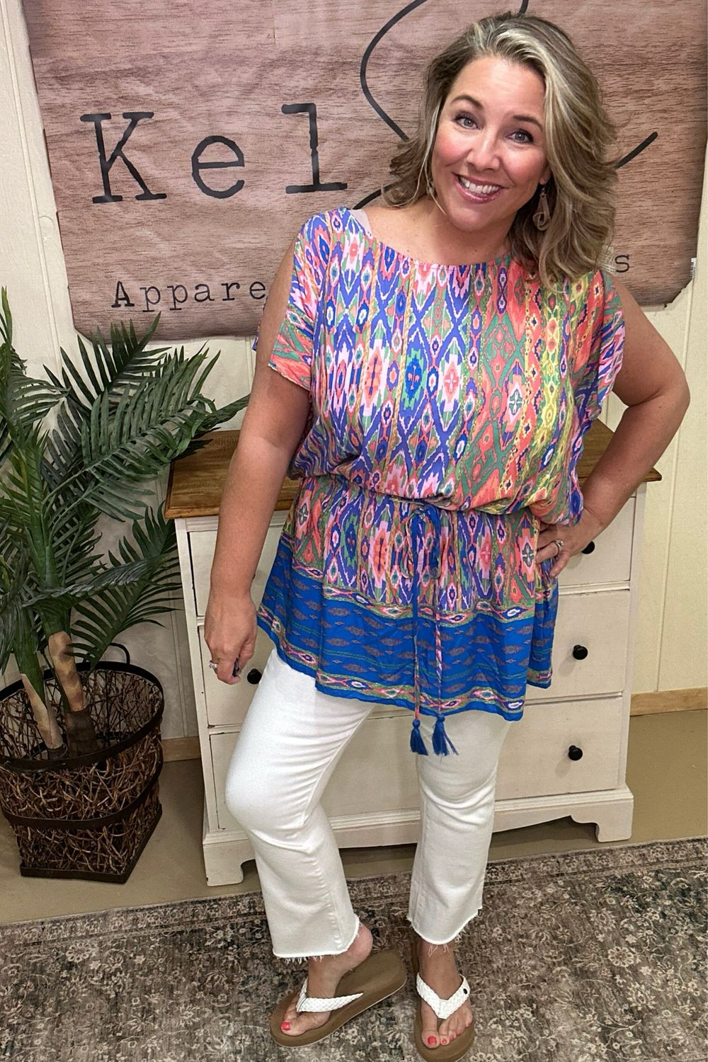 Royal Border Print Tunic Blouse