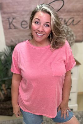 Mineral Wash Coral Slub Tee