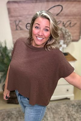 Chocolate Cotton Slub Boxy Tee