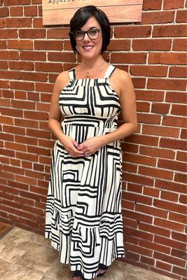 Cream &amp; Black Geometric Dress