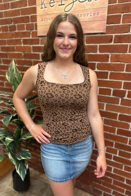 Leopard Square Neck Tank