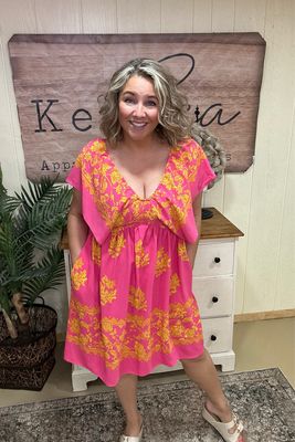 Fuchsia &amp; Golden Caribbean Dress