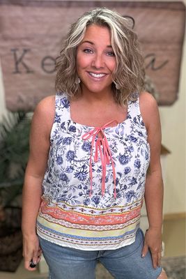 Floral Colorblock Babydoll Tank