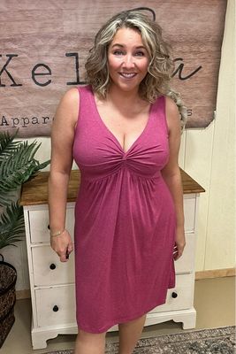 Raspberry Knotted Waist Dress