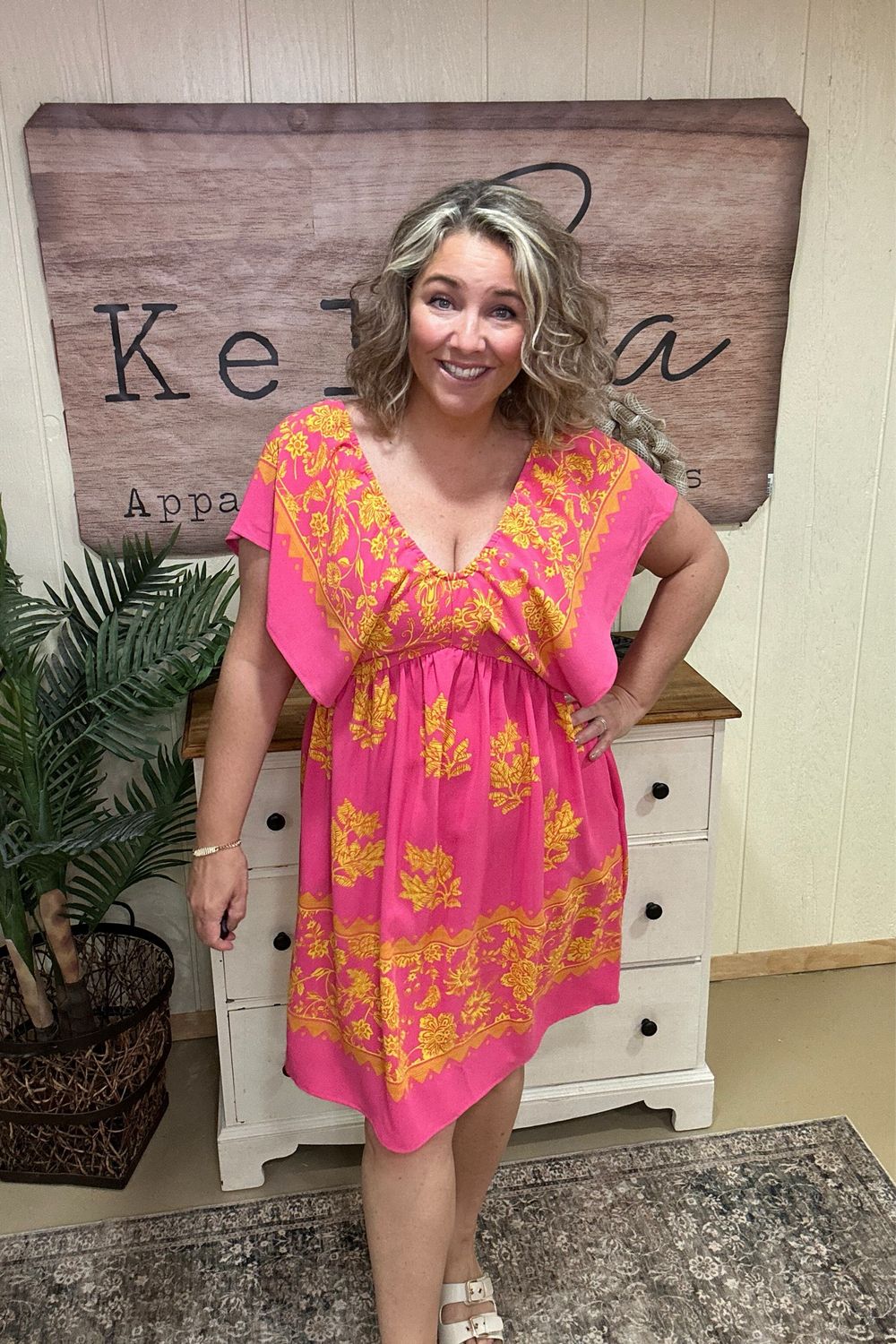 Fuchsia &amp; Golden Caribbean Dress