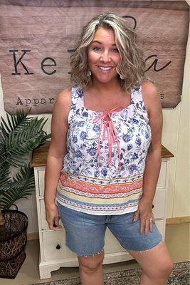 Floral Colorblock Babydoll Tank