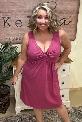 Raspberry Knotted Waist Dress
