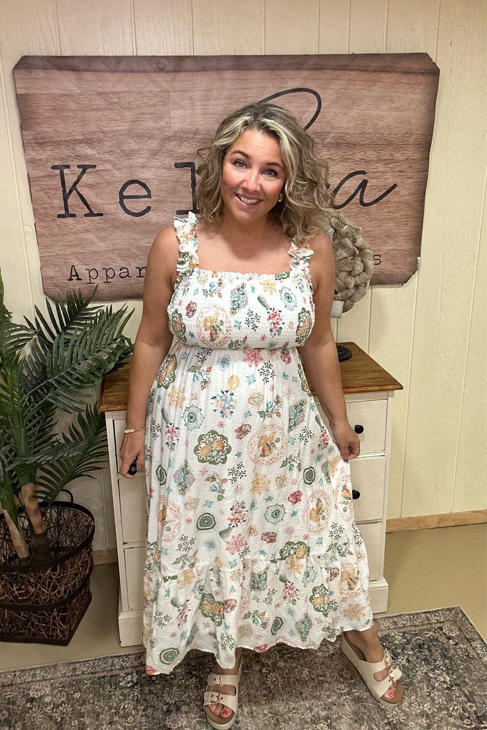 Ivory Cottage Print Dress