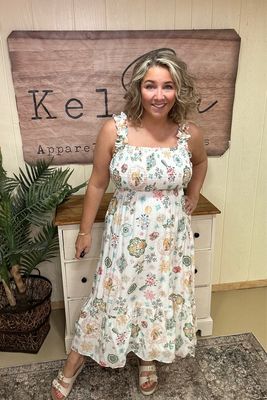Ivory Cottage Print Dress