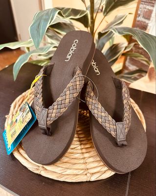 Cobian USA Brown Braided Bounce Flip-Flops