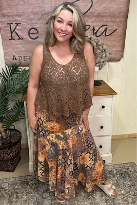 Chocolate Leaf Crochet Tank