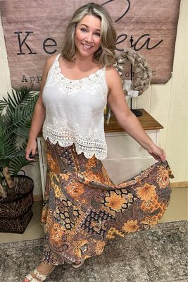 Golden Boho Mix Maxi Skirt