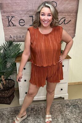 Rust Pleated Romper