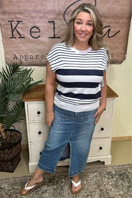 Utility Denim Midi Skirt