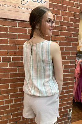 Pink Stripe Keyhole Tank