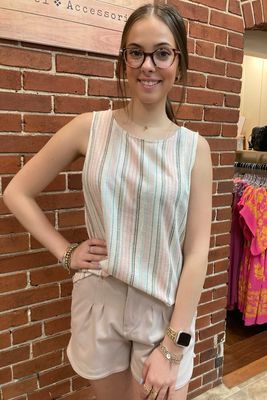 Pink Stripe Keyhole Tank