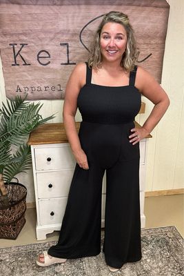 Black Smocked Butter Jumpsuit