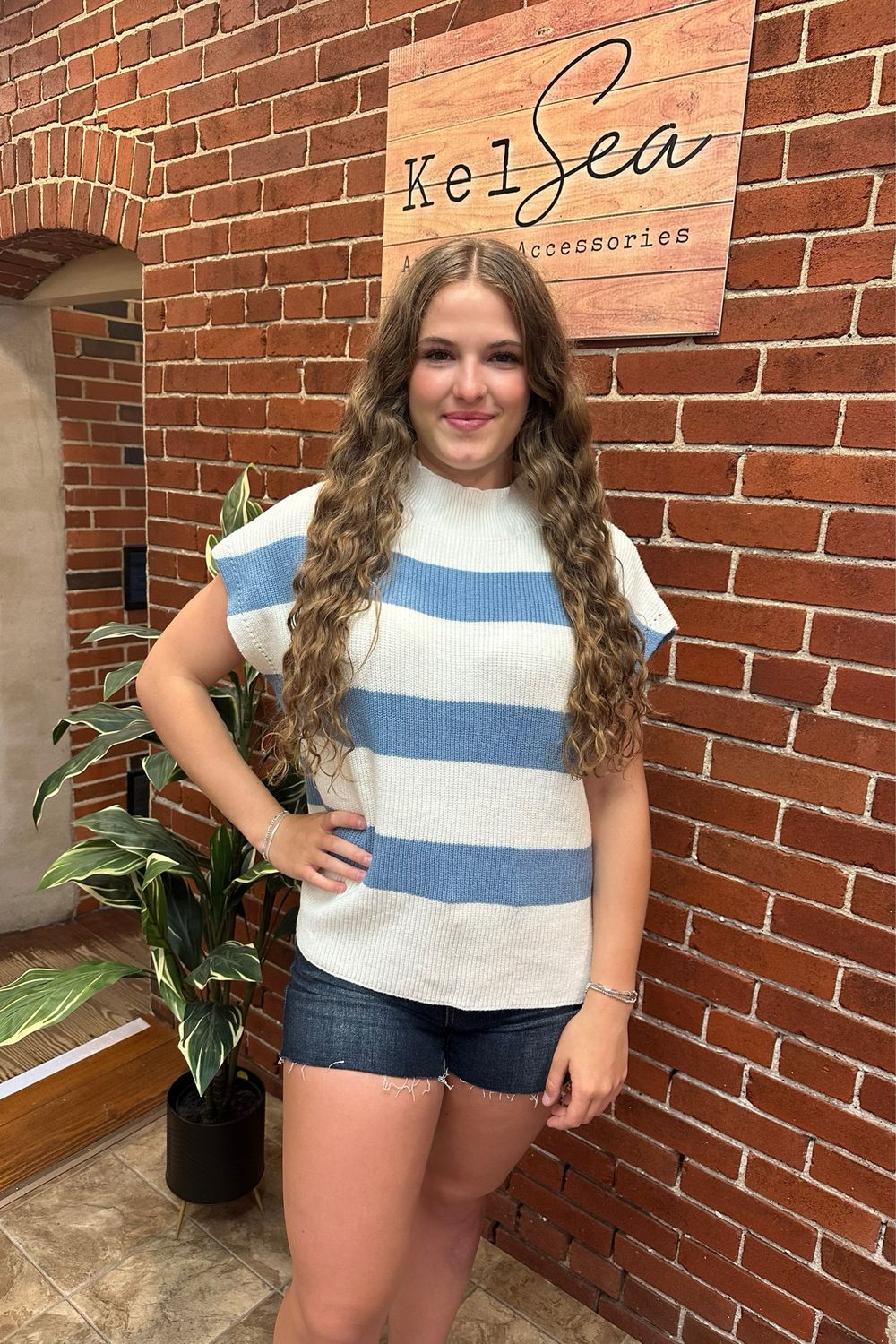 Jodifl Denim Off White Striped Sweater