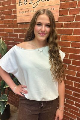 Cream Off Shoulder Athleisure Top