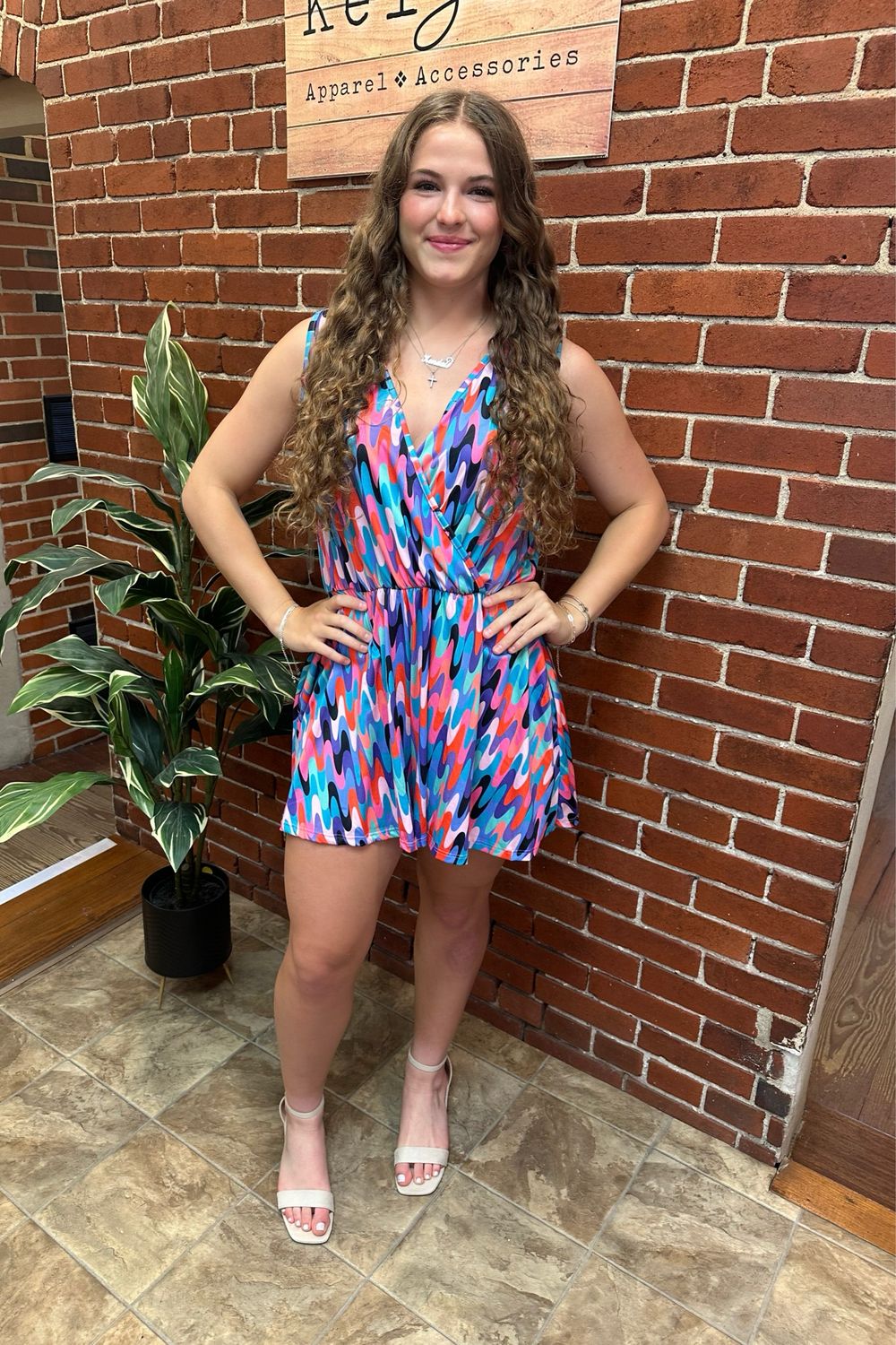 Vibrant Wave Romper