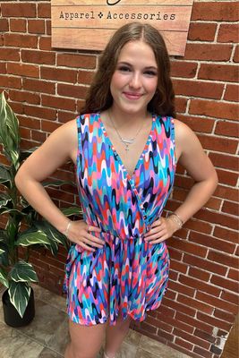 Vibrant Wave Romper