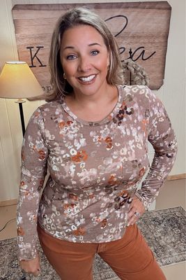 Slinky Mocha Abstract Animal Top