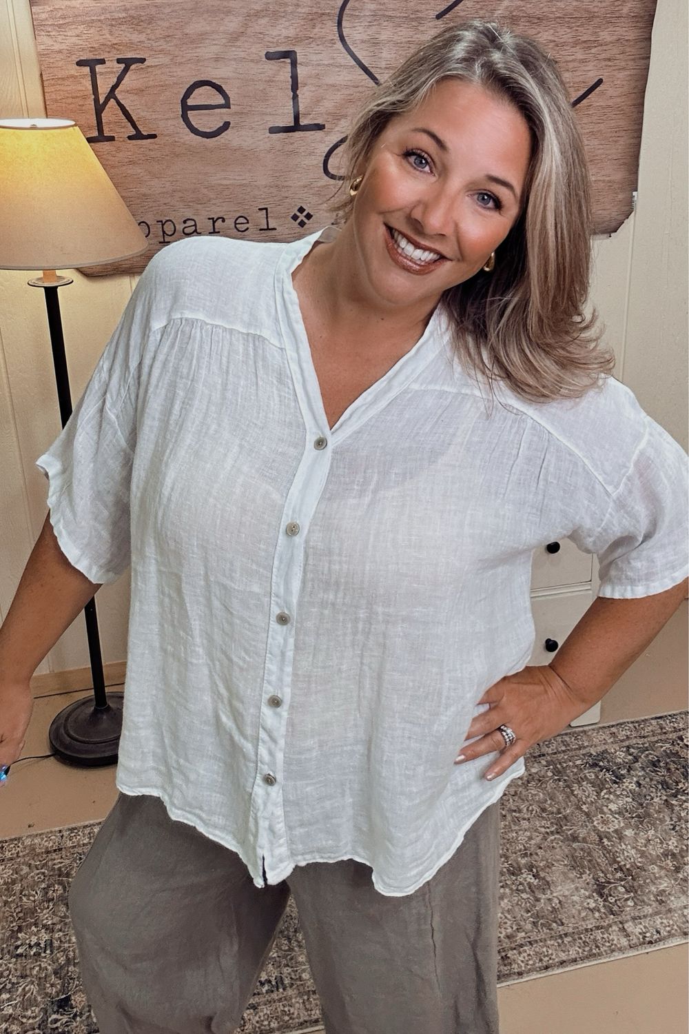 Italian 100% Linen Button Tee