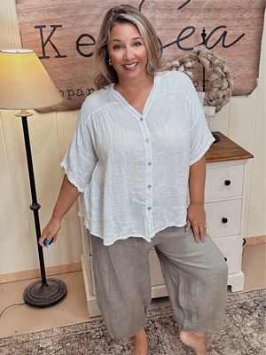 Italian 100% Linen Button Tee