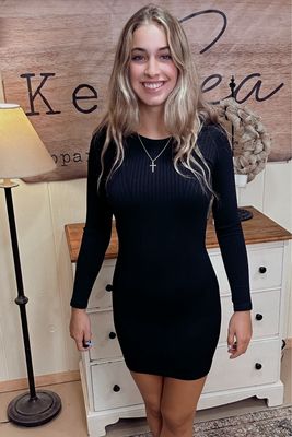 NikiBiki Wide Ribbed Black Bodycon Dress