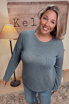 Zenana Ash Jade Hacci Long Sleeve Shirt