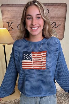 American Flag Crew Neck Sweater