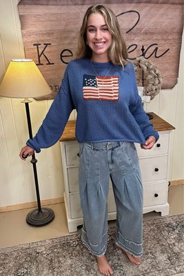American Flag Crew Neck Sweater