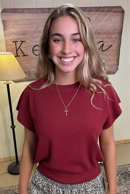 Cabernet Round Neck Short Sleeve Sweater
