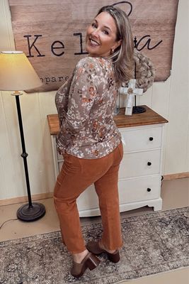 Acid Wash High Waste Frayed Bootcut Pant