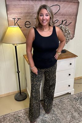 Judy Blue HW Retro Wide Leg Leopard Pant