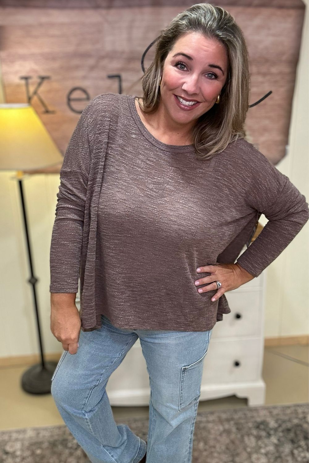 Adora Brown Oversized Slub Tunic