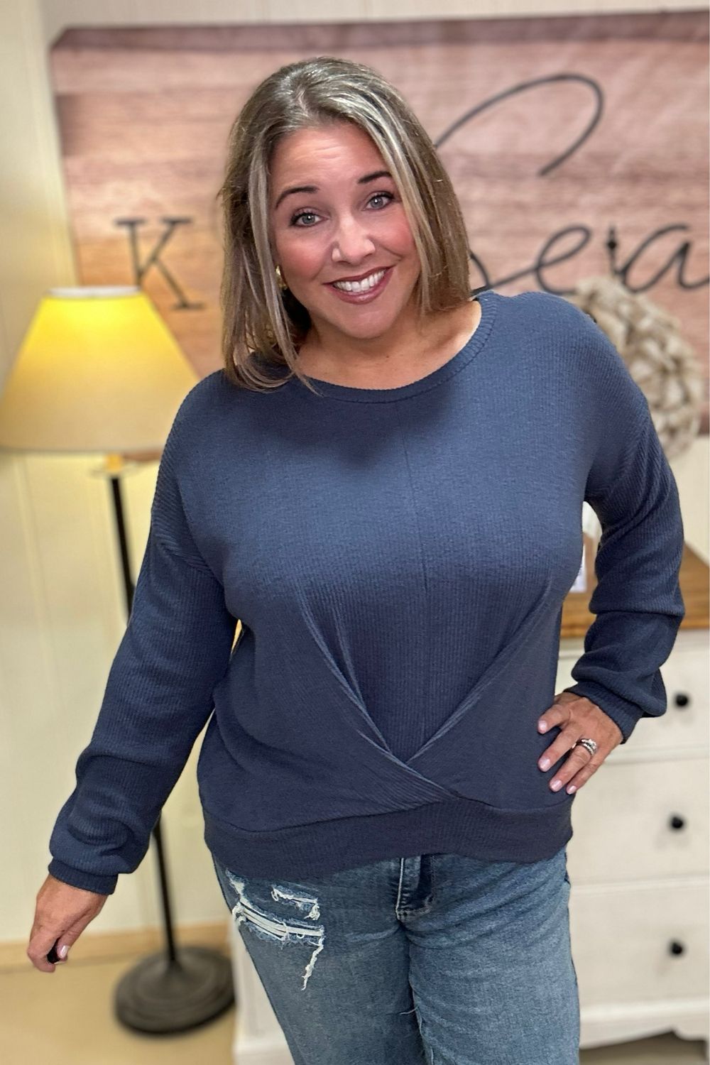 Midnight Blue Front Twist Top