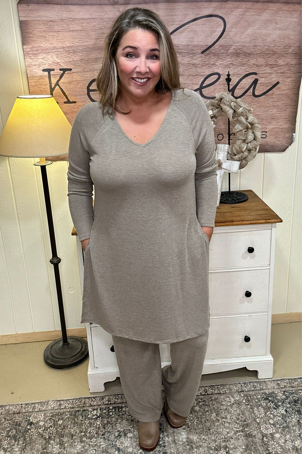 Heather Camel Tunic Set
