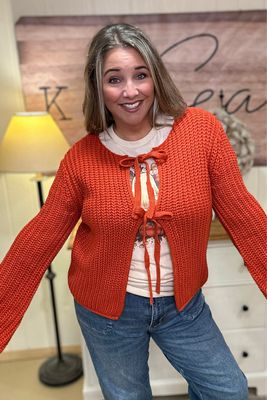 Rust Bow Tie Cardigan