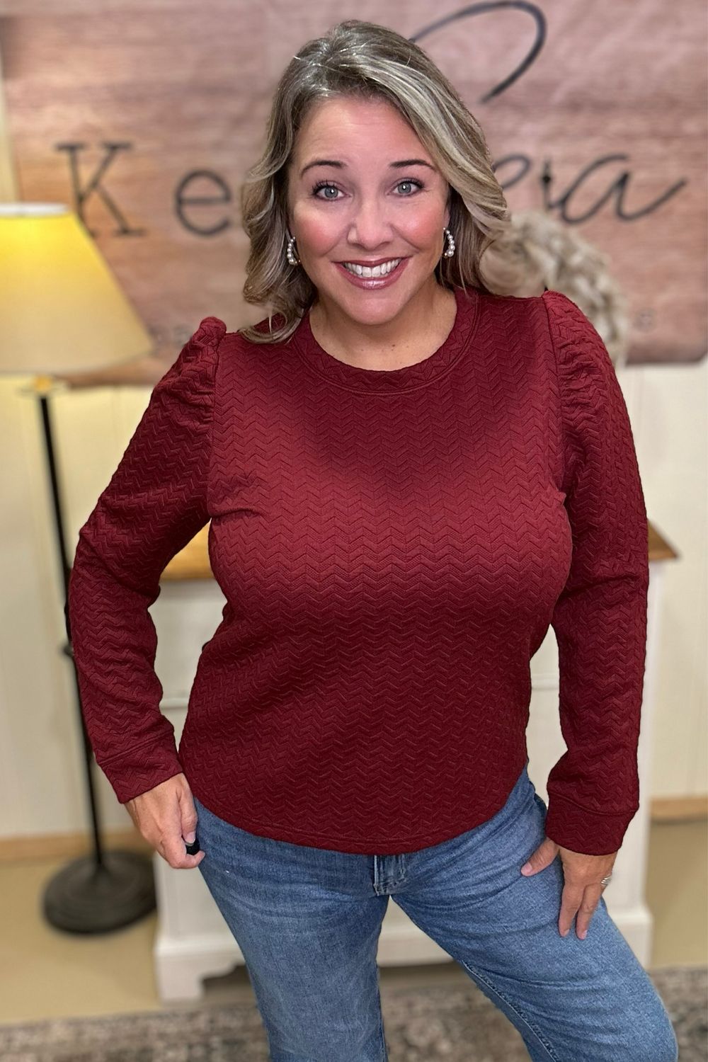 Wine Textured Chevron Top