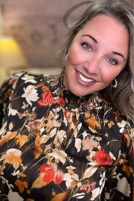 Black Satin Floral Blouse