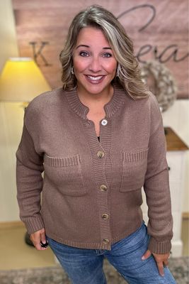 Dark Mocha Button Cardigan