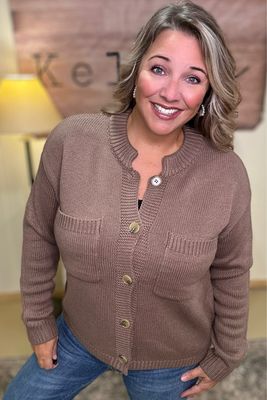Dark Mocha Button Cardigan