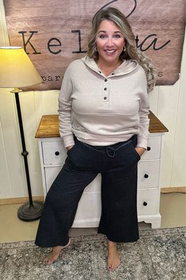 Ash Black Washed Palazzo Sweats