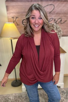 Wine Waterfall Soft Drape Hacci Top