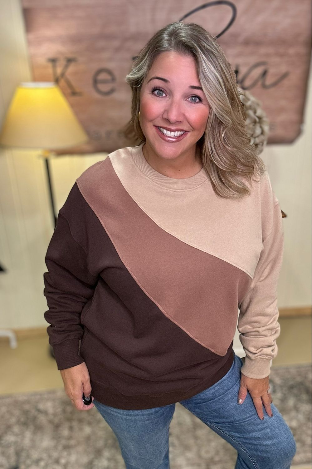 Color Fade Stripe Cotton Pullover